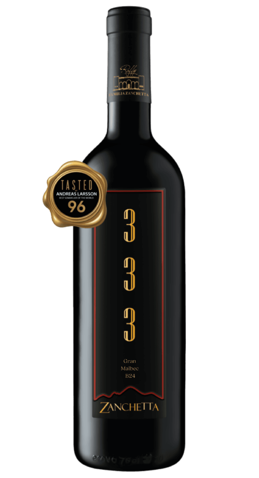 Botella 333 Grand Malbec B24 con medalla Tasted by Andreas Larsson, 96 puntos